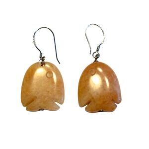 Pierced earrings sterling silver wires pink rose quartz arrowhead shape drops